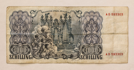 Old Austrian Banknote: 1000 Schilling 1954