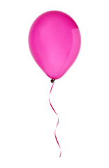 pink happy air flying balloon isolated on white