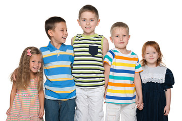 Fototapeta premium Group of five joyful children