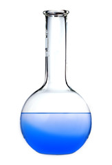 Test-tube with blue liquid isolated on white