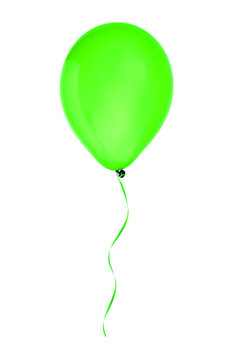 green happy air flying balloon isolated on white