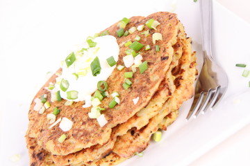 Potato Pancakes with cream and chives