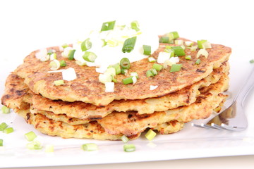 Potato Pancakes with cream and chives