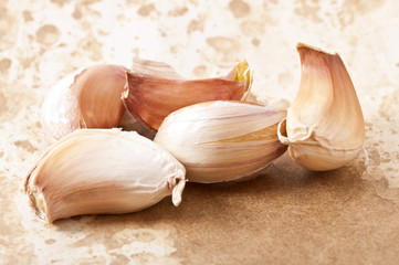 garlic on the old paper background