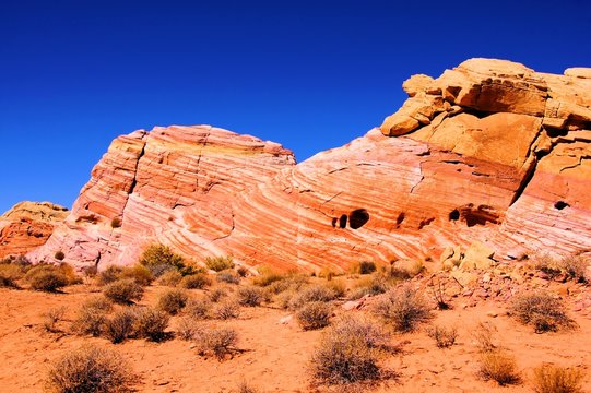 Vibrant Patterned Red Rocks At Valley Of Fire, Nevada, USA