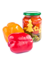 Bulgarian pepper, pickled cucumbers and tomatoes