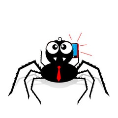 Funny spider as a busy businessman on phone