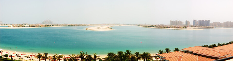 Panorama of the Palm Jumeirah man-made island, Dubai, UAE