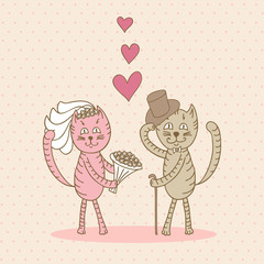 card wedding day love cats - 60721613