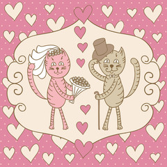 card wedding day love cats