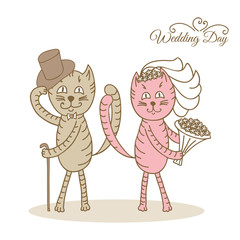 card wedding day love cats