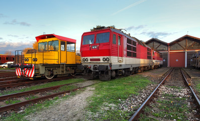 Trains in depot