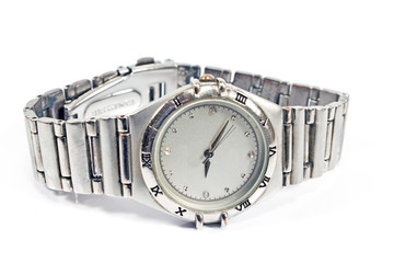 Modern wrist watch  isolated on white