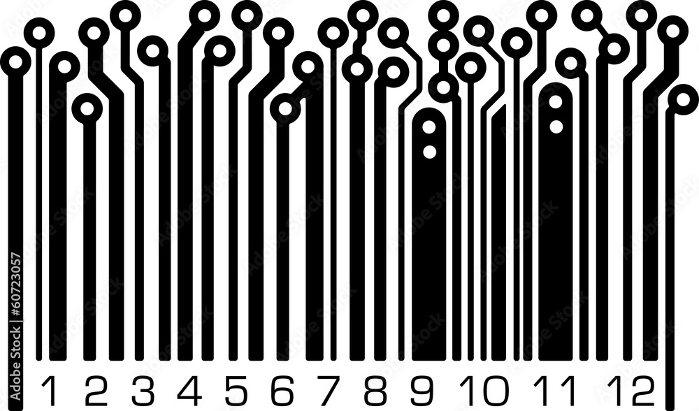 Aufkleber bar code in pcb-layout style. vector illustration.