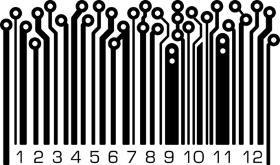 Bar code in PCB-layout style. Vector illustration.