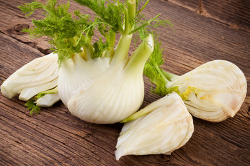 Fennel on wooden background