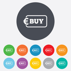 Buy sign icon. Online buying Euro button.