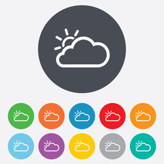 Cloud and sun sign icon. Weather symbol.