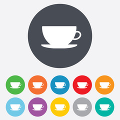 Coffee cup sign icon. Coffee button.