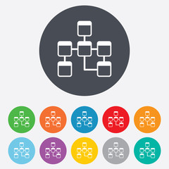 Database sign icon. Relational database schema.