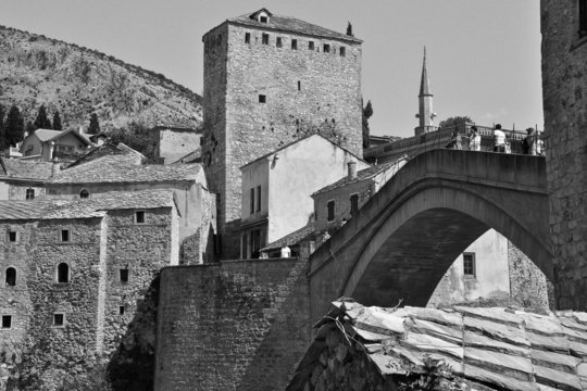 Fototapeta Mostar bridge black & white