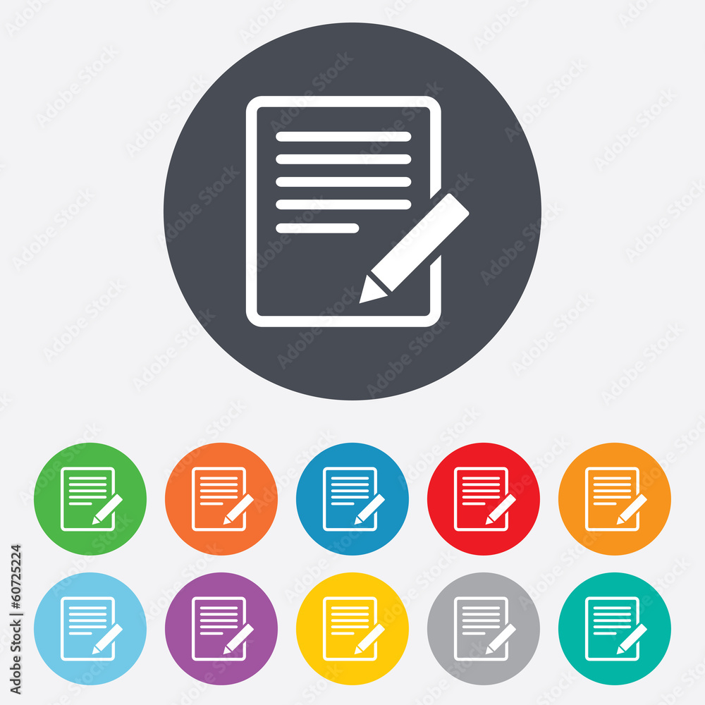 Poster edit document sign icon. edit content button.