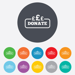 Donate sign icon. Pounds gbp symbol.