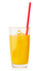 Orange juice with ice and straw