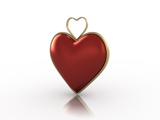 Red heart on white background