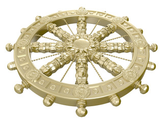 Dharmacakra or the Wheel of the Life. 3D isolated