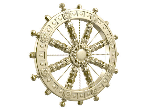 Dharmacakra or the Wheel of the Life. 3D isolated