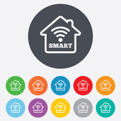 Smart home sign icon. Smart house button.