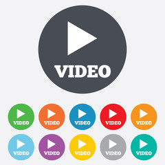 Play video sign icon. Player navigation symbol.