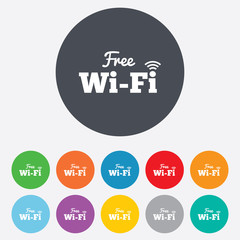 Free wifi sign. Wifi symbol. Wireless Network.