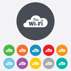 Free wifi sign. Wifi symbol. Wireless Network.
