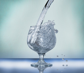 frozen water splash in a glass