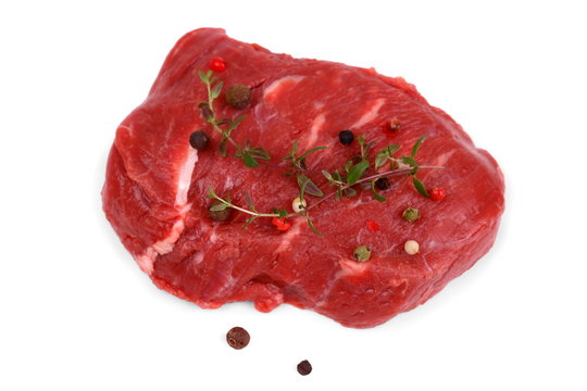 Juicy beef steak with peppercorns and thyme