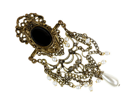 Antique Brooch On A White Background