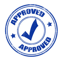 Approved grunge rubber stamp on white