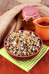 Bowl with kutia -  traditional Christmas sweet meal in Ukraine,