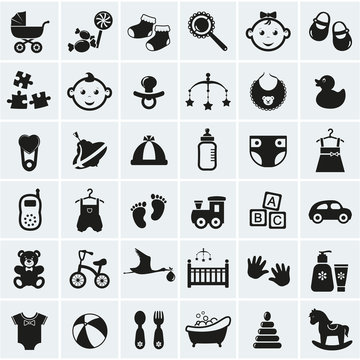 Baby icons set. Vector illustration.