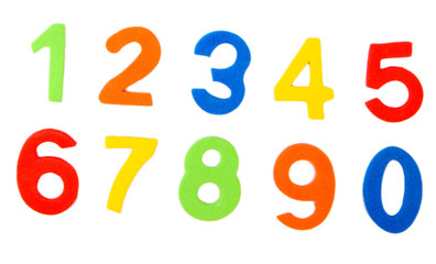 Colorful numbers, isolated on white