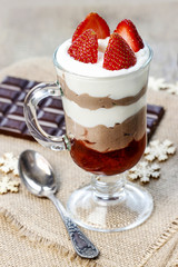 Layer dessert in glass goblet
