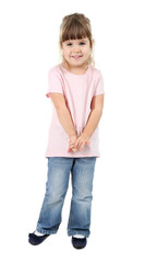 Fototapeta premium Pretty little girl isolated on white