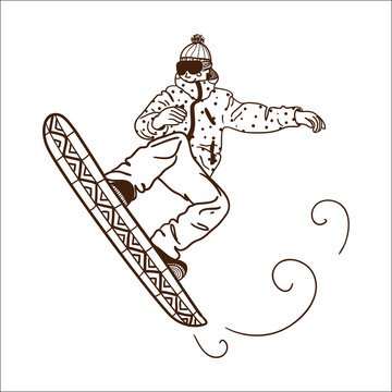 Snowboarding jumping man