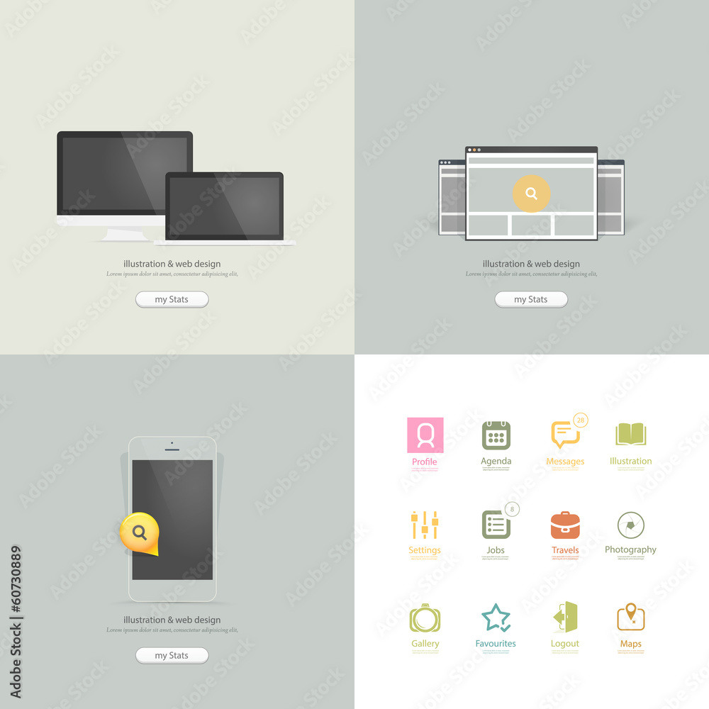 Wall mural flat infographics design ui elements with icons for templates