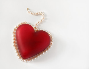 Red Heart Surrounded with Pearls