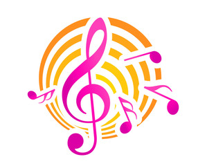 Music themed motif in yellow and pink