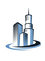 Obraz premium Modern city and communications tower