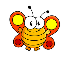 Fat butterfly cartoon illustration